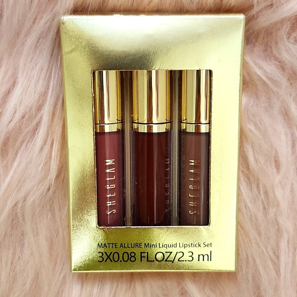 Brand New SHEGLAM Mini Liquid Lipstick Set- 3 CT.
